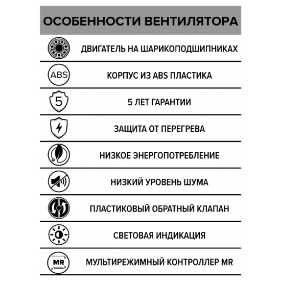 Вентилятор накладной AURA, обратный клапан, MR, D125, DICITI AURA 5C MR 175 х 175 х  Белый White купить в Пскове
